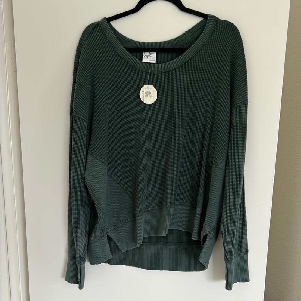 Green Waffle Knit Sweater